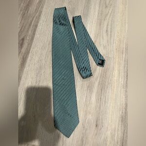 Men's Hugo Boss Striped Silk Tie - Teal/Grey. Made in Italy.